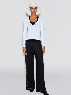SCOOP NECK HENLEY TOP