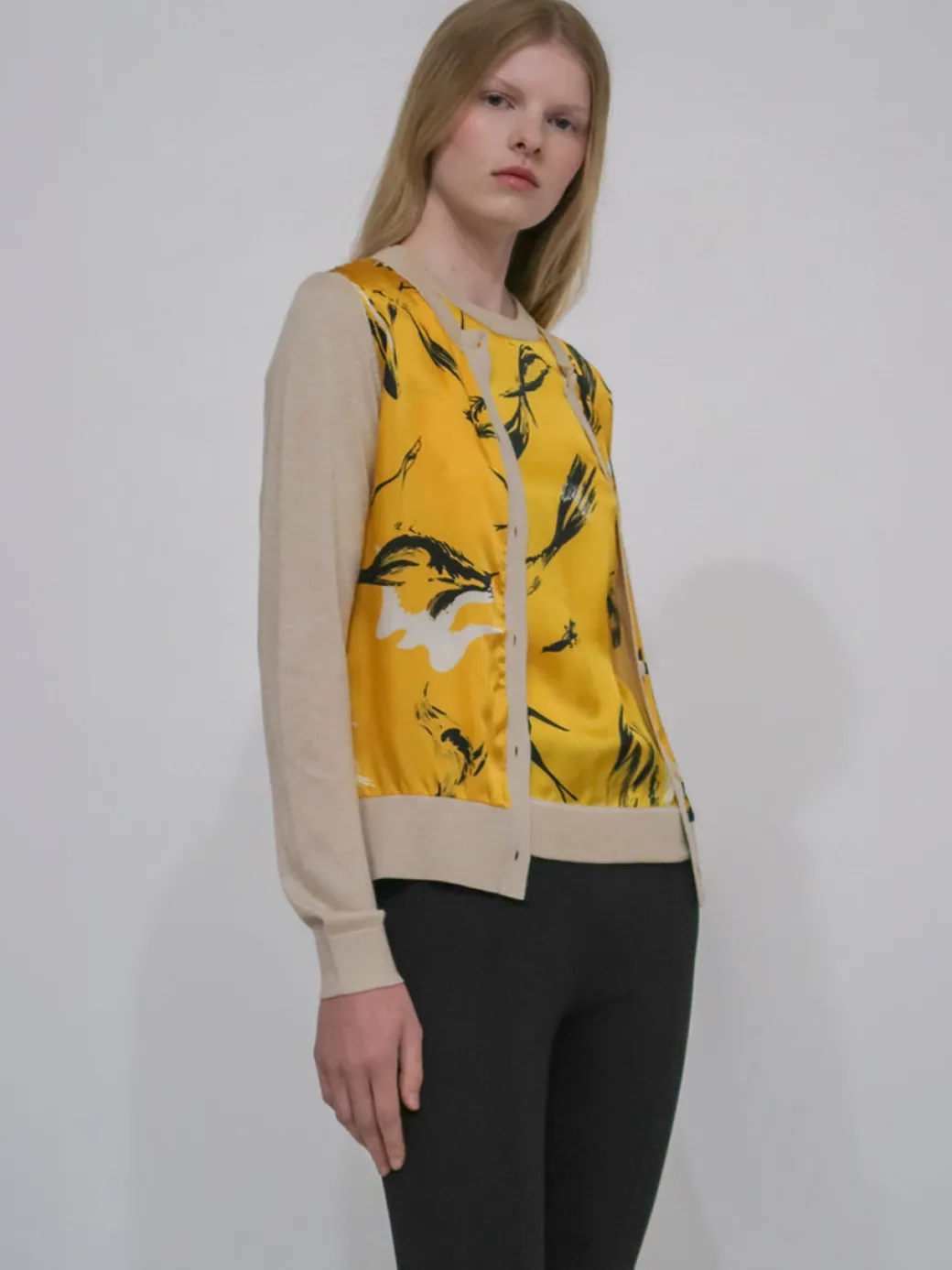 SILK INSET CARDIGAN
