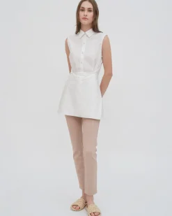 SLEEVELESS ASYMMETRIC APRON SHIRT - STRETCH COTTON