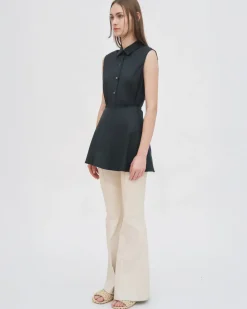 SLEEVELESS ASYMMETRIC APRON SHIRT - STRETCH COTTON