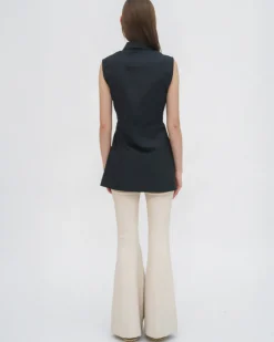 SLEEVELESS ASYMMETRIC APRON SHIRT - STRETCH COTTON
