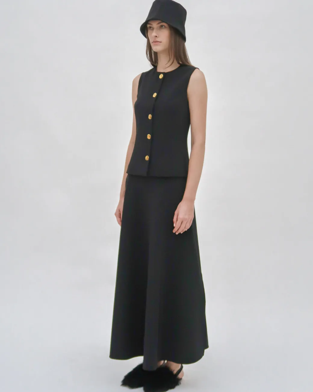 SLEEVELESS BUTTON FRONT TOP - TECHNICAL CADY