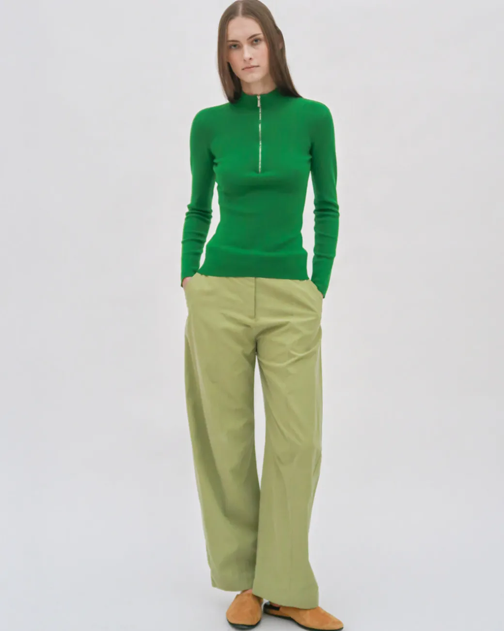 STRAIGHT TAPER TAB PANT - FLUID POPLIN