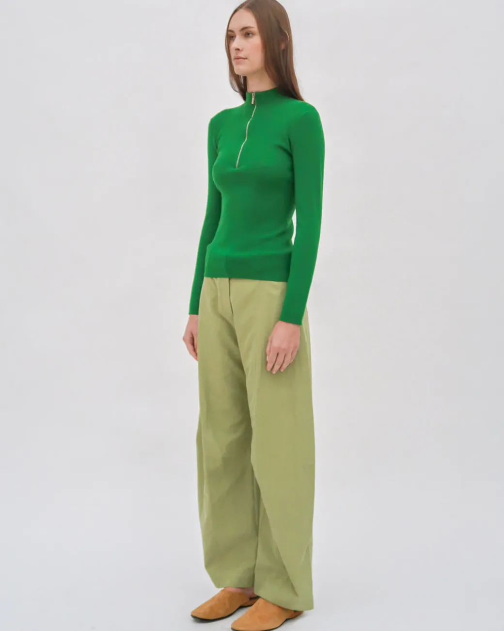 STRAIGHT TAPER TAB PANT - FLUID POPLIN