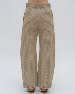 STRAIGHT TAPER TAB PANT - HOUNDSTOOTH PLAID