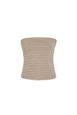 STRAPLESS BANDEAU - HOUNDSTOOTH PLAID