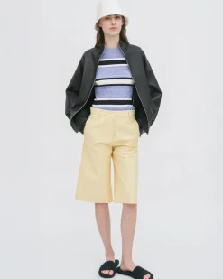 STRIPED CROPPED SLEEVE SWEATER