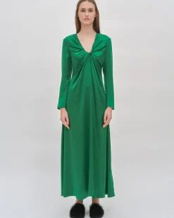 TWIST FRONT LONG SLEEVE GOWN