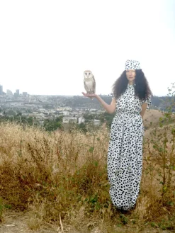 TWIST NECK TIE DRESS - ANIMAL POLKA DOT
