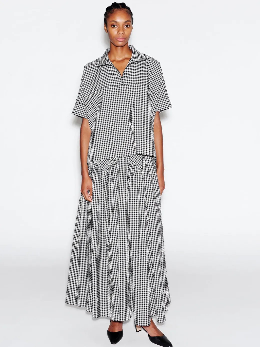 ZIP UP PULLOVER TOP - GINGHAM