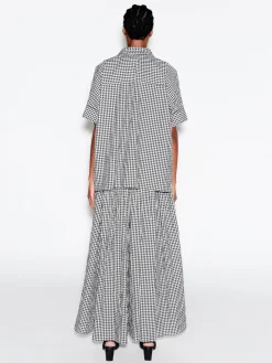 ZIP UP PULLOVER TOP - GINGHAM