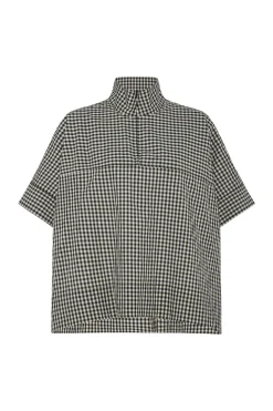 ZIP UP PULLOVER TOP - GINGHAM