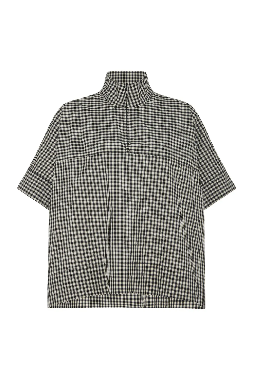 ZIP UP PULLOVER TOP - GINGHAM