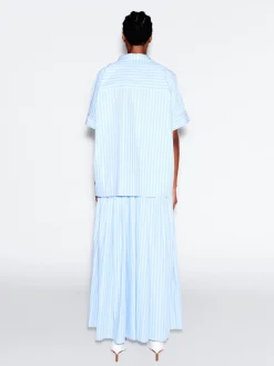 ZIP UP PULLOVER TOP - STRIPED SHIRTING