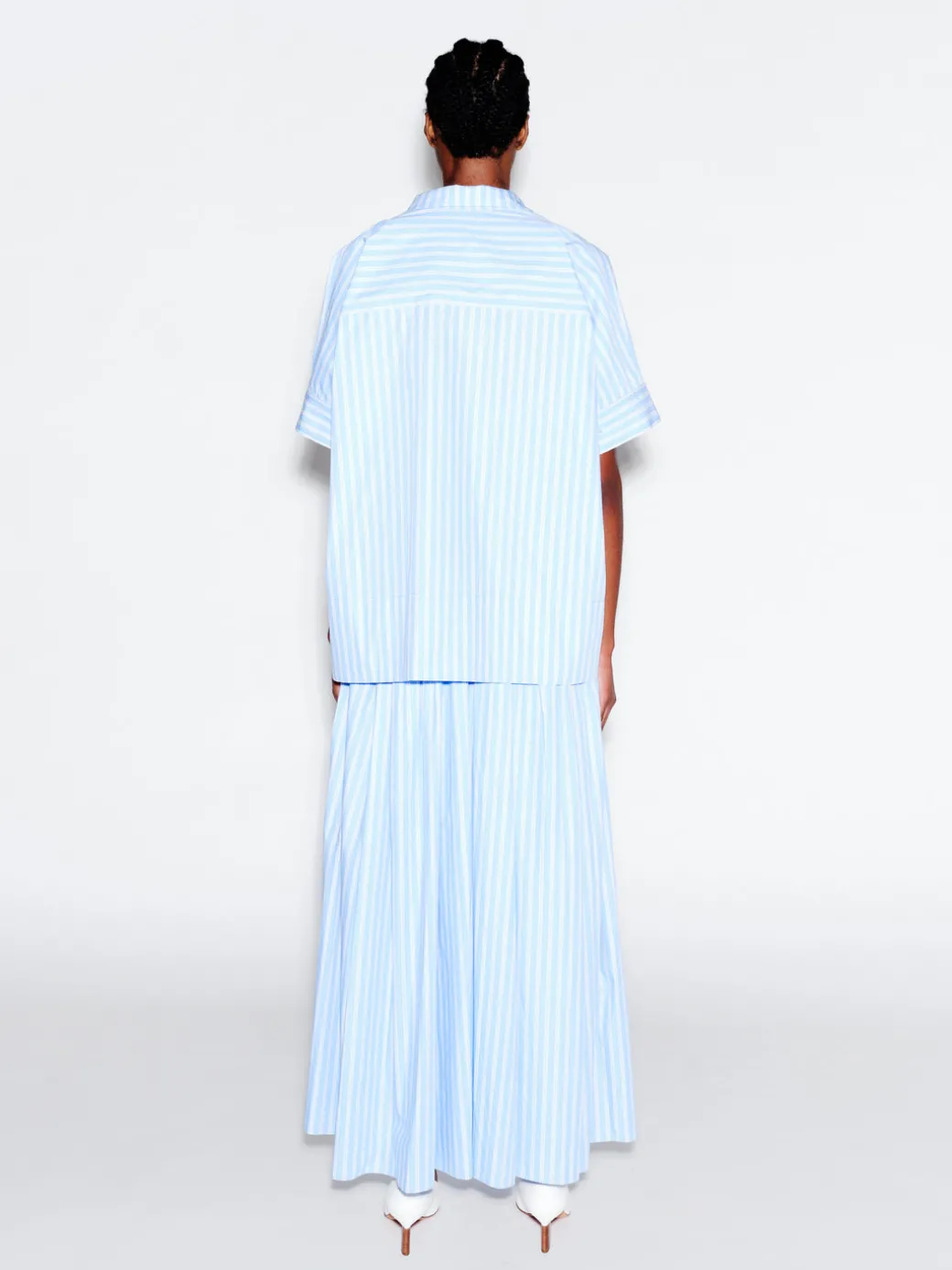 ZIP UP PULLOVER TOP - STRIPED SHIRTING