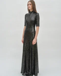 ZIP UP TURTLENECK GOWN