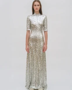 ZIP UP TURTLENECK GOWN