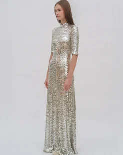 ZIP UP TURTLENECK GOWN